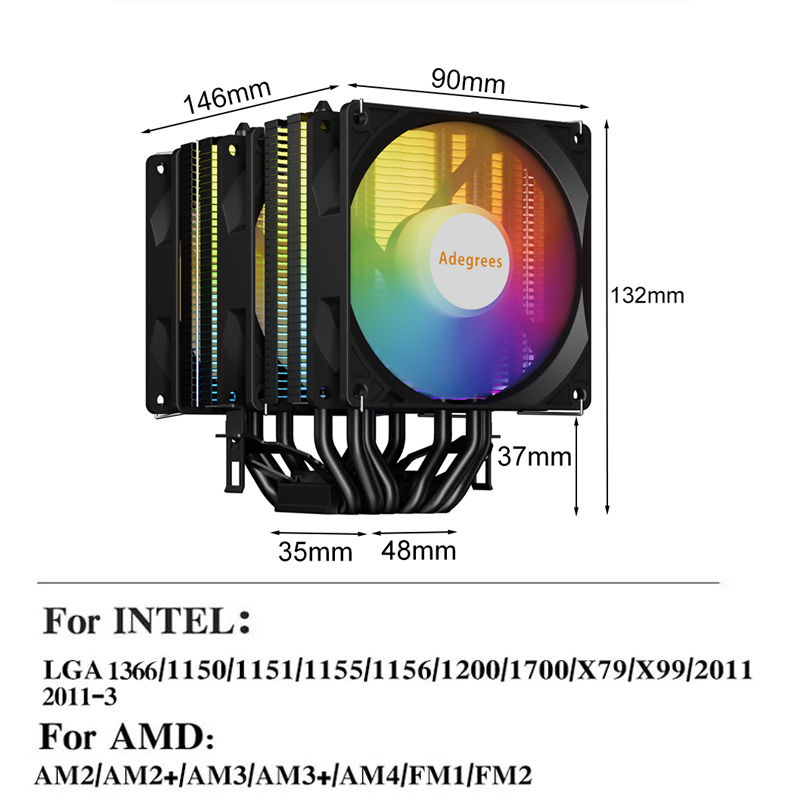 RGB CPU-koeler AM4 6 Heat Pipe - Cpu Heatsink recensie en prijs