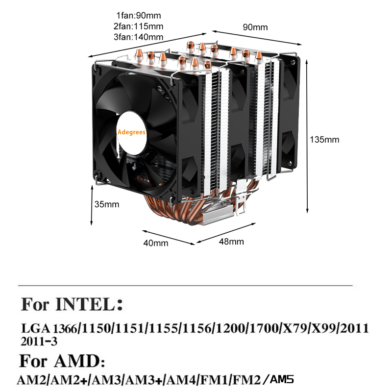 6 Heatpipe CPU-luchtkoeler, 4- - Air Cooler Cpu recensie en prijs